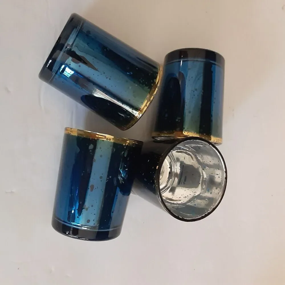 Kate Aspen Blue Mercury Votive Cup set 4 New Enchanting Ambiance